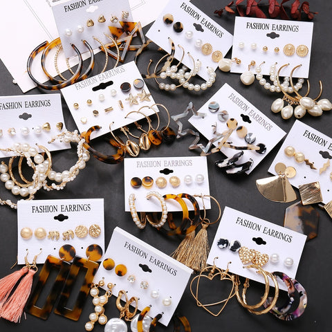 17KM Tassel Acrylic Earrings For Women Bohemian Earrings Set Big Geometric Drop Earring 2019 Brincos Female DIY Fashion Jewelry