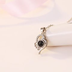 Dropshipping Rose Gold&Silver 100 languages I love you Projection Ring and Pendant  Romantic Love Memory Wedding Ring Jewelry