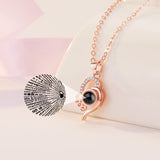Dropshipping Rose Gold&Silver 100 languages I love you Projection Ring and Pendant  Romantic Love Memory Wedding Ring Jewelry
