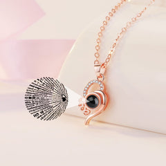 Dropshipping Rose Gold&Silver 100 languages I love you Projection Ring and Pendant  Romantic Love Memory Wedding Ring Jewelry